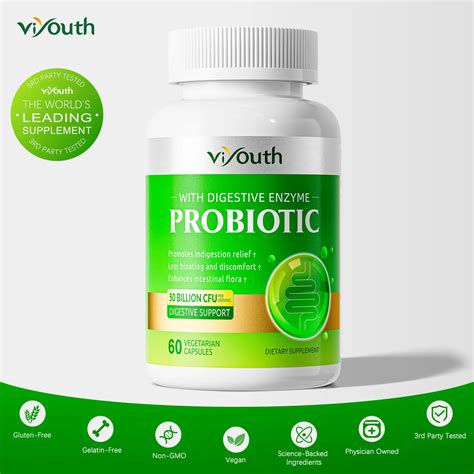 Viyouth Probiotics - Gut and Colon Support | Caffeine Free | 50 Billion ...