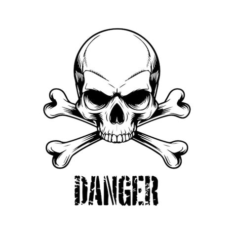 Desenho de crânio de texto de perigo | vetor Premium gerado com IA