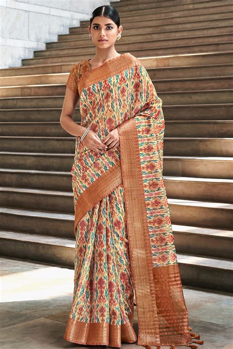 Buy Bronze Orange Digital Print Saree 32649 Online | Karagiri