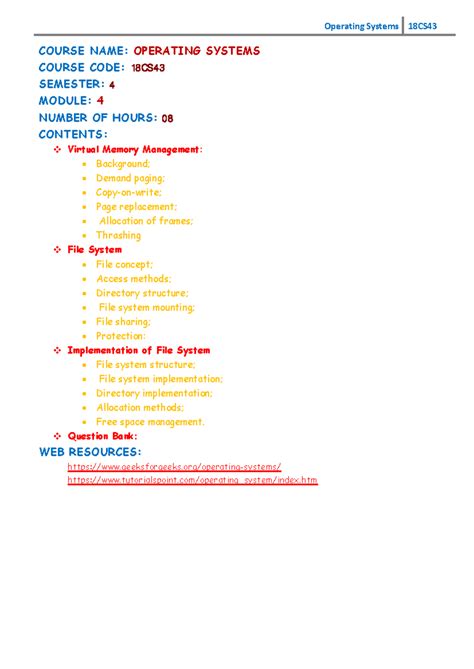 Module 4 Notes - OS Structure & Virtual Memory Management - Studocu