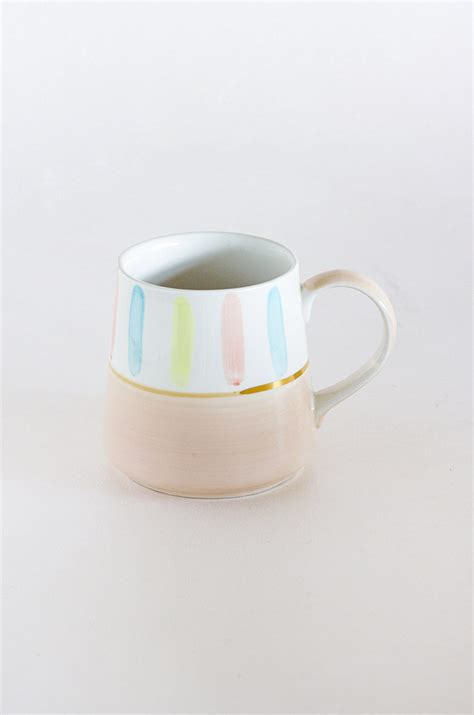 Beige - Coral Splash Hand painted Ceramic Mug – The Wishing Chair
