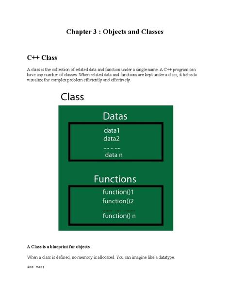 Oopad UNIT 3 - Chapter 3 : Objects and Classes C++ Class A class is the ...