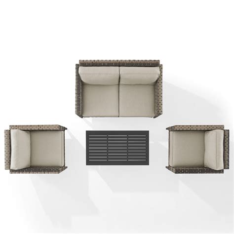 Crosley Furniture Prescott 4-Piece Patio Conversation Set in Taupe ...