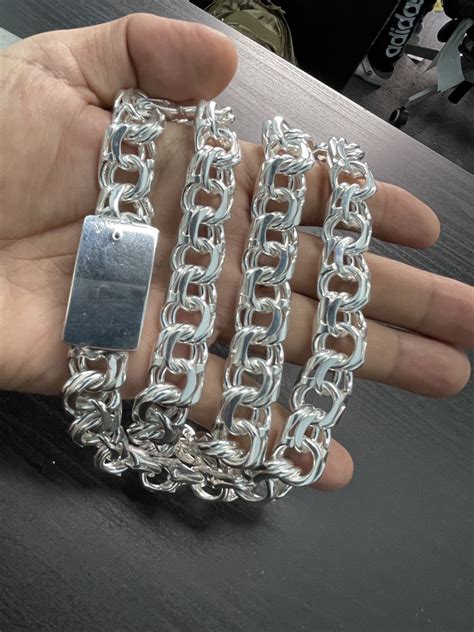 246 Grams Handmade 925 Sterling Silver Chino Link Chain 16mm 26 Inch ...