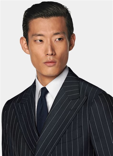 Navy Striped Tailored Fit Havana Suit in Pure S130's Wool | SUITSUPPLY ...