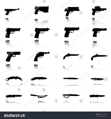 Silhouettes Guns Reflection: เวกเตอร์สต็อก (ปลอดค่าลิขสิทธิ์) 119781463