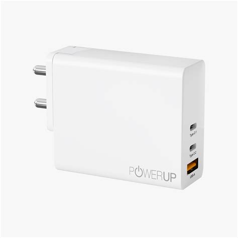 POWERUP Max Charge 65W Dual PD Type C + USB QC 3.0 GaN Wall Charger