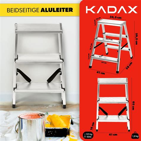 Buy KADAX Aluminium Step Ladder, Folding Step Ladder up to 125 kg, with ...