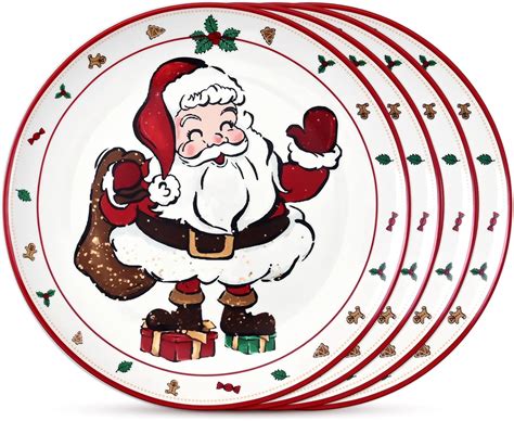 Amazon.com | YHRJWN Christmas Dinner Plates, Christmas Plates Set of 4 ...