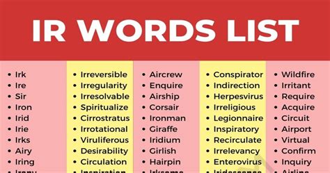 IR Words: 1700+ Words with IR in English • 7ESL