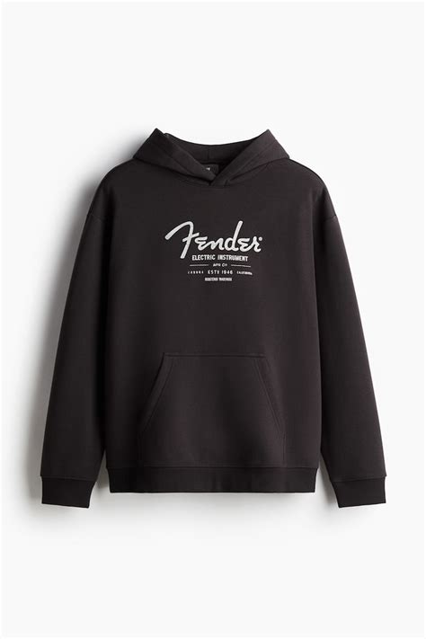 Men’s Black/Fender Loose Fit Hoodie | H&M IN