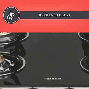 Elica Vetro Glass Top 4 Burner Gas Stove (594 CT VETRO SS), Black and ...