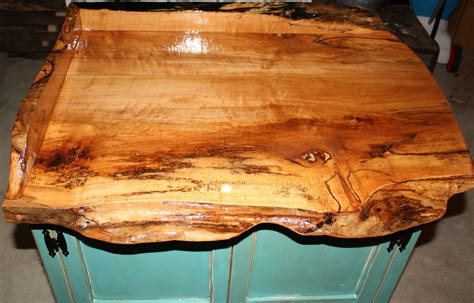 Book Matched Live Edge Maple Countertop With Epoxy Finish | Wood ...