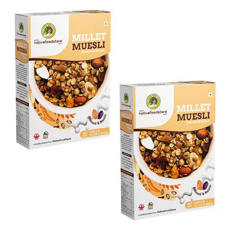 nativefoodstore Muesli Millet With Almond And Resins-Pack Of 2 : Amazon ...