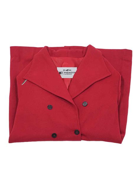 Crimson Vale Double-Breasted Long Coat for Women - Paragon Jackets