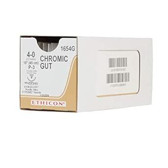 Ethicon 1654G Chromic Absorbable Surgical Gut Suture for P-3 Needle ...