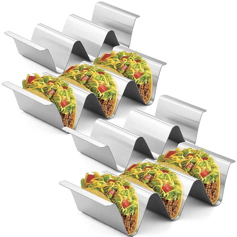 Snapklik.com : Stainless Steel Taco Holder Stand, Set Of 6 - Stylish ...