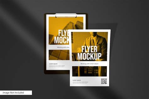 Top view business flyer mockup with paper board | Premium PSD