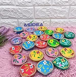 Buy ASIDEA® Colorful Traditional Handmade Clay Diya for Home Decoration ...