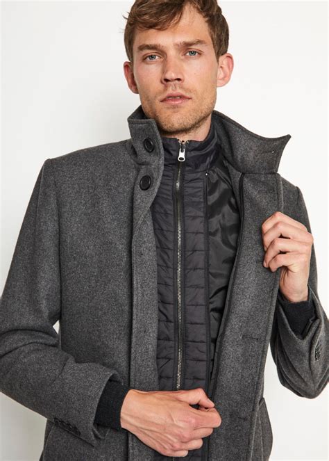 Shop Bruun & Stengade Men Grey Solid Stand Collar Long Sleeves Overcoat ...