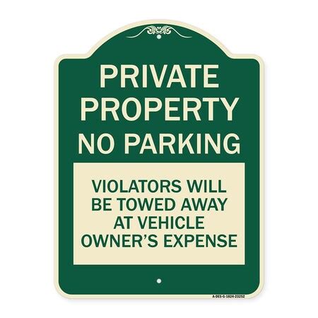 Signmission Private Property No Parking Violators Will Be Towed Away at ...