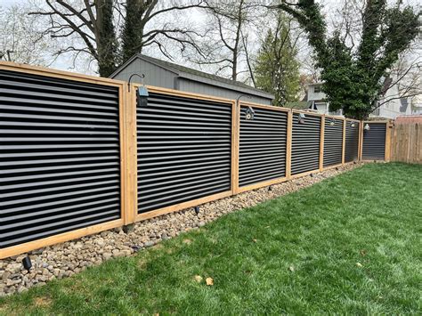 "The Redwood" - Corrugated Metal Fence Panels Framed Western Red Ceda