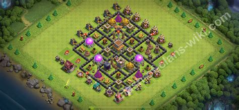 Base TH8 with Link, Hybrid Max Levels 2025 - Town Hall Level 8 Base ...