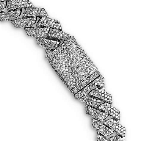 59 Carats Full Pave Diamond Cuban Link Chain in White Gold for Men For ...