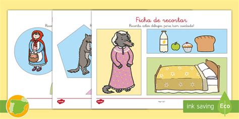 Dibujos para recortar de cuento: Caperucita Roja - Twinkl