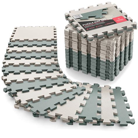 Gym Flooring Set - Interlocking EVA Soft Foam Floor Mat, 18 Pieces ...