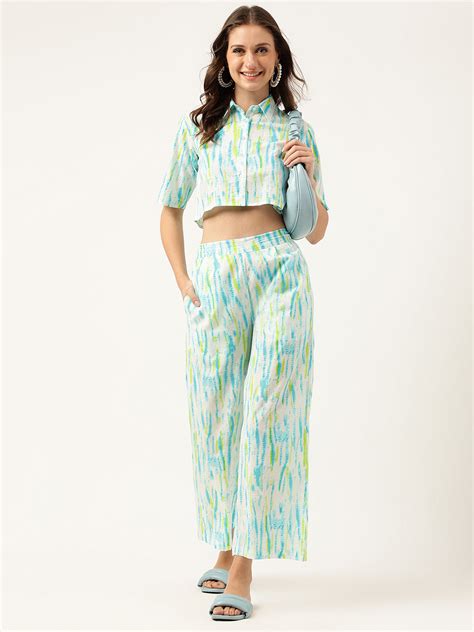 Divena Women Tie And Dye Pure Cotton Shirt With Trousers – divena world