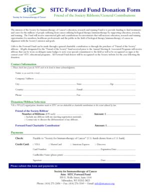 Fillable Online sitcancer SITC Trust Donation form - sitcancer Fax ...