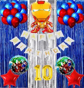 Attache Iron Man Theme Birthday Decoration Items or Kit (10 Happy ...