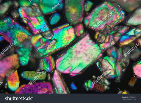 Crystals Sodium Borate Under Microscope Polarized Stock Photo 615289091 ...