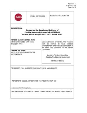 Fillable Online Appendix A - Form of Tender.doc. Image Fax Email Print ...