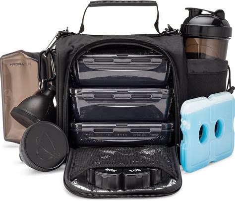 HydraCup Insulated Meal Prep Lunch Bag - Food Containers, Shaker Bottle ...