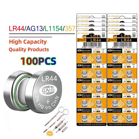 2-100PCS-LR44-Battery-AG13-357-303-SR44-L1154F-A76-Button-Coin-Cell ...