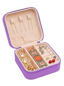 TRADY Jewellery Organiser PU Leather Zipper Portable Storage Box Case ...