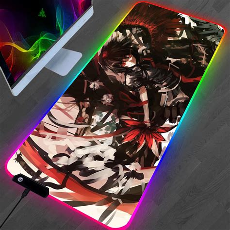 Mouse Pad Game Cool Girl Mouse Pad RGB Anime Keyboard Mat LED Computer ...