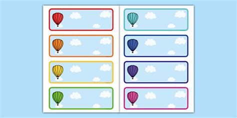 Hot Air Balloon Editable Drawer Labels