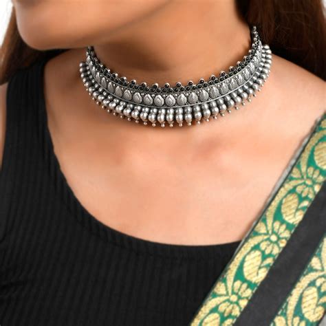 Indrani Pure Silver Necklace – Meera Jaipur