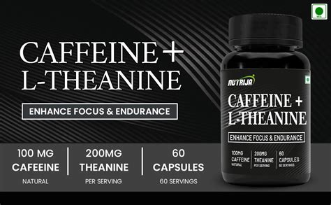 NutriJa Natural Caffeine 100MG Plus L-Theanine 200MG | Promotes Energy ...