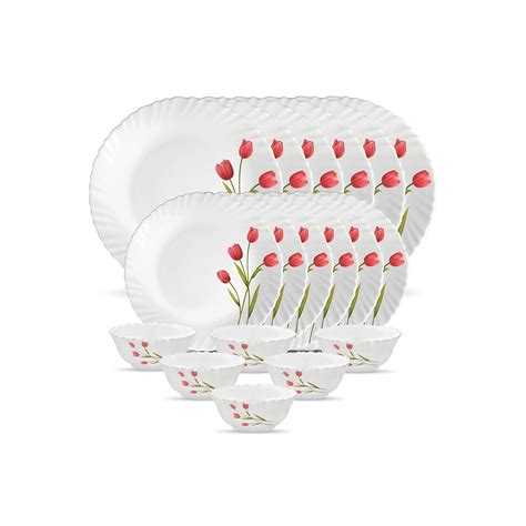 La Opala Novo Collection Opal Glass Crockery | for Family of 6 | Dinner ...