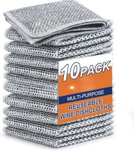 ggmall Non Scratch Wire Dishwashing Rags for Wet and Dry Scrubber ...