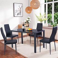Dining Table Set For 4 by Costway 5 Kitchen Dining Set Glass Metal Table And 4 Dining Table Set For 4
