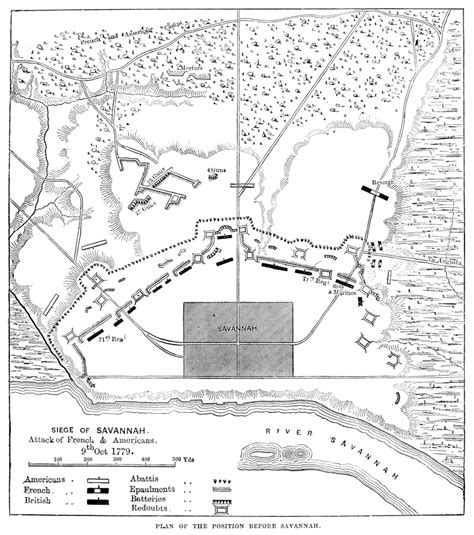 Savannah Siege Map, 1779. /Nengraved Map, 19Th Century, Of The Siege Of ...