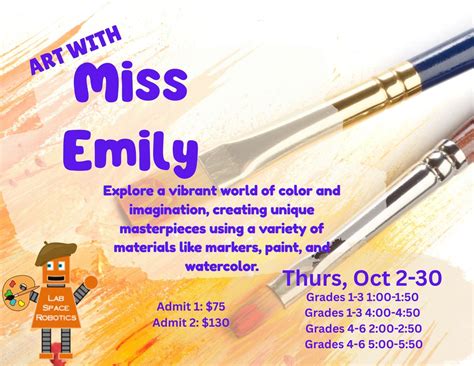 Art with Miss Emily Grades 1-3 and 4-6, Capital Mall, 3600 Country Club ...