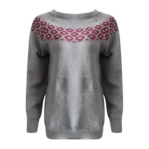 Bovemsi Womens Sweaters Cozy Women's Knitted Isle Print Retro Sweater ...