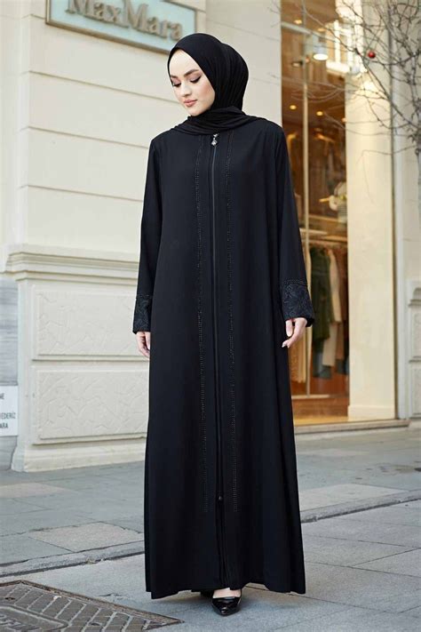 ZAHIYA FRONT OPEN ABAYA | BLACK