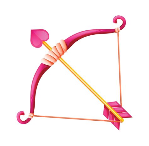 Cupid's pink bow and arrow with heart shaped tip, ideal for love and ...
